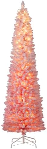 GOFLAME 7FT White Christmas Tree - Realistic Slim Pencil Design with 240 PVC Branch Tips, Unlit Holiday Decoration with