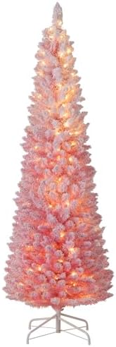 GOFLAME 7FT White Christmas Tree - Realistic Slim Pencil Design with 240 PVC Branch Tips, Unlit Holiday Decoration with