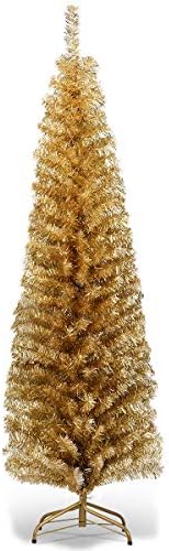 GOFLAME 7FT White Christmas Tree - Realistic Slim Pencil Design with 240 PVC Branch Tips, Unlit Holiday Decoration with