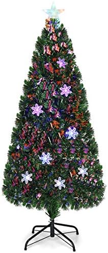 GOFLAME 6FT Pre-Lit Fiber Optic Christmas Tree - 220 Branch Tips - UL-Certified - Perfect Holiday Décor for Home, Office