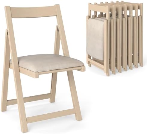 GOFLAME Folding Dining Chairs Set of 4 - Ergonomic Padded Seat & Backrest - Modern Rubber Wood Frame - Ideal for Dining