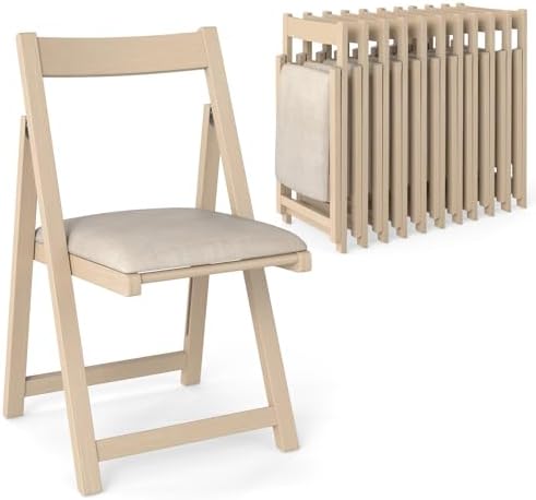 GOFLAME Folding Dining Chairs Set of 4 - Ergonomic Padded Seat & Backrest - Modern Rubber Wood Frame - Ideal for Dining