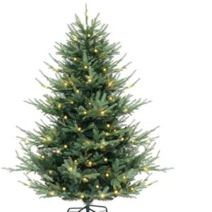 GOFLAME 6FT Prelit Artificial Christmas Tree - 240 Warm White LED Lights, Hinged Design for Easy Setup, Perfect Holiday