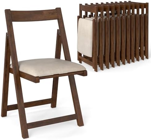 GOFLAME Folding Dining Chairs Set of 4 - Ergonomic Padded Seat & Backrest - Modern Rubber Wood Frame - Ideal for Dining