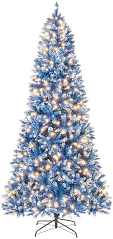GOFLAME 8ft Pre-lit Christmas Tree with Warm White LED Lights - Holiday Home Décor for Easy Indoor Setup, Featuring Hing