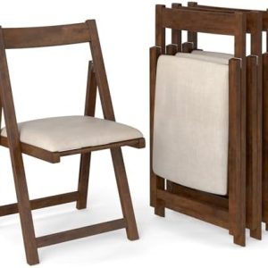 GOFLAME Folding Dining Chairs Set of 4 - Ergonomic Padded Seat & Backrest - Modern Rubber Wood Frame - Ideal for Dining