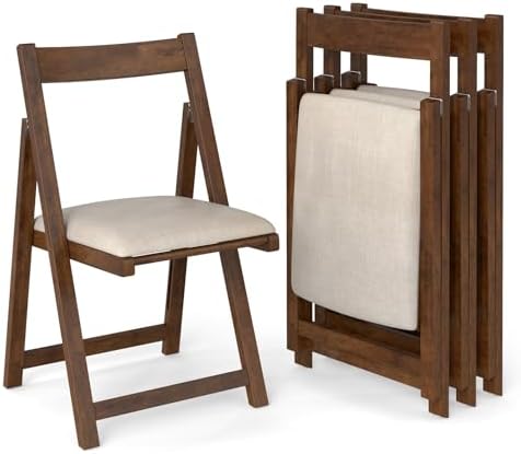 GOFLAME Folding Dining Chairs Set of 4 - Ergonomic Padded Seat & Backrest - Modern Rubber Wood Frame - Ideal for Dining
