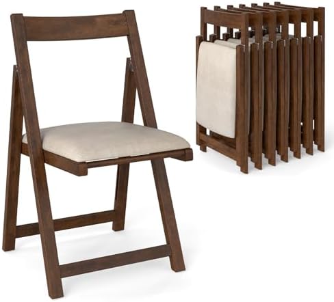 GOFLAME Folding Dining Chairs Set of 4 - Ergonomic Padded Seat & Backrest - Modern Rubber Wood Frame - Ideal for Dining