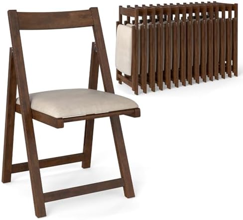 GOFLAME Folding Dining Chairs Set of 4 - Ergonomic Padded Seat & Backrest - Modern Rubber Wood Frame - Ideal for Dining