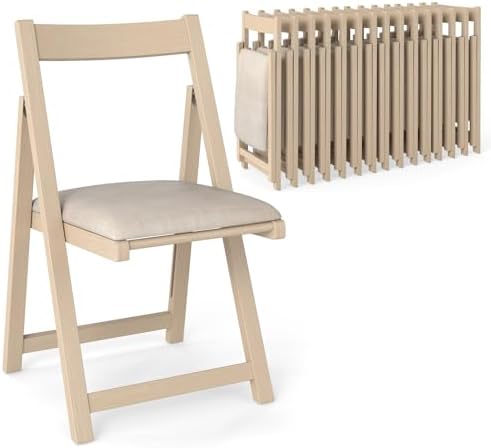 GOFLAME Folding Dining Chairs Set of 4 - Ergonomic Padded Seat & Backrest - Modern Rubber Wood Frame - Ideal for Dining