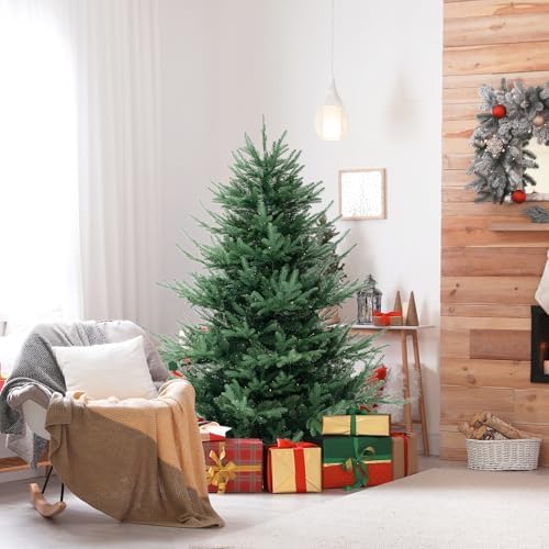 GOFLAME 6FT Prelit Artificial Christmas Tree - 240 Warm White LED Lights, Hinged Design for Easy Setup, Perfect Holiday