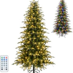 GOFLAME 7.5FT Pre-lit Artificial Christmas Tree with 1195 Branch Tips - Dimmable LED Lights, 11 Modes, Timer, Remote - P