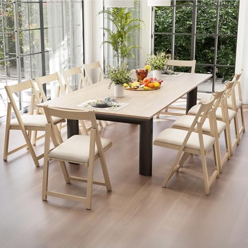 GOFLAME Folding Dining Chairs Set of 4 - Ergonomic Padded Seat & Backrest - Modern Rubber Wood Frame - Ideal for Dining