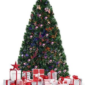 GOFLAME 6FT Pre-Lit Fiber Optic Christmas Tree - 220 Branch Tips - UL-Certified - Perfect Holiday Décor for Home, Office