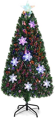 GOFLAME 6FT Pre-Lit Fiber Optic Christmas Tree - 220 Branch Tips - UL-Certified - Perfect Holiday Décor for Home, Office