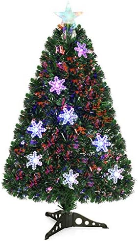 GOFLAME 6FT Pre-Lit Fiber Optic Christmas Tree - 220 Branch Tips - UL-Certified - Perfect Holiday Décor for Home, Office