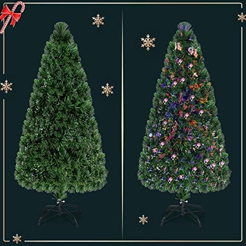 GOFLAME 6FT Pre-Lit Fiber Optic Christmas Tree - 220 Branch Tips - UL-Certified - Perfect Holiday Décor for Home, Office