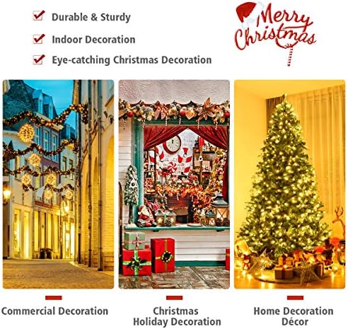 GOFLAME 8ft Pre-lit Christmas Tree with Warm White LED Lights - Holiday Home Décor for Easy Indoor Setup, Featuring Hing